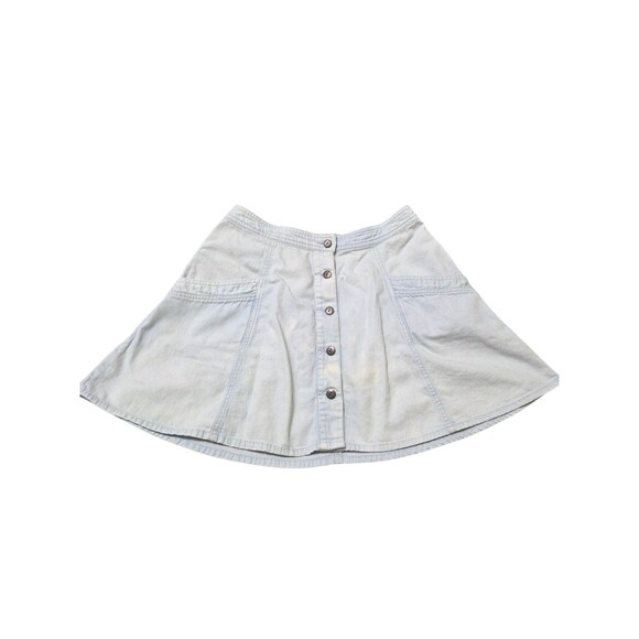 Free People Denim Mini Swing Skirt 6 Western Button Front Light Bleach Wash I13 - Picture 1 of 10